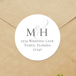 Adesivo Modelo de Endereço de Retorno de Monograma Simples
