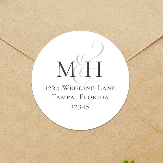 Adesivo Modelo de Endereço de Retorno de Monograma Simples (Elegant simple monogram return address label. )