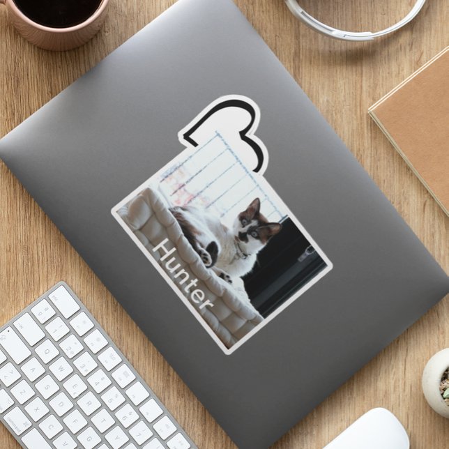 Adesivo Modelo de Foto Personalizada Coração Gato Cachorro (Criador carregado)