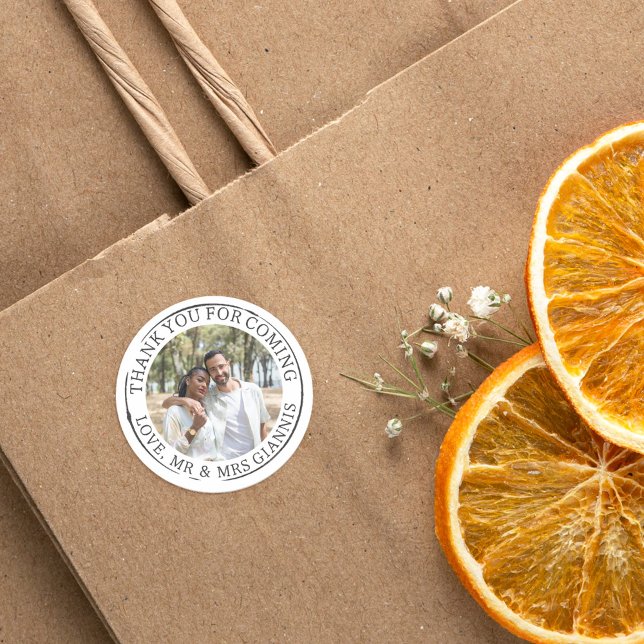 Adesivo Modelo de Foto Redonda Branca Obrigado Casamento (Criador carregado)