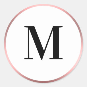 Adesivo Modelo de monograma branco e preto-e-rosa elegante