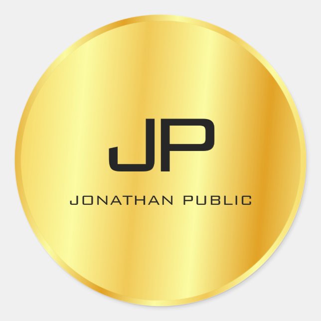 Adesivo Modelo de monograma com aparência metálica em ouro (Frente)