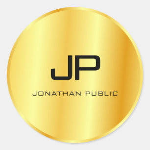 Adesivo Modelo de Monograma com Aparência Metálica em Ouro