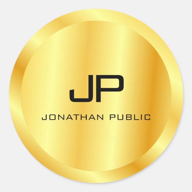 Adesivo Modelo de Monograma de Ouro Falso com Visual Metál (Frente)