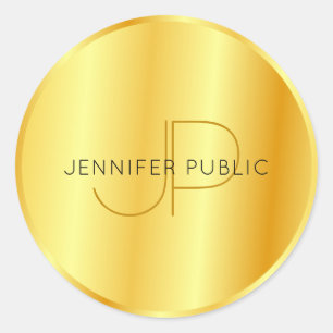 Adesivo Modelo de Monograma Elegante com Aparência Metálic