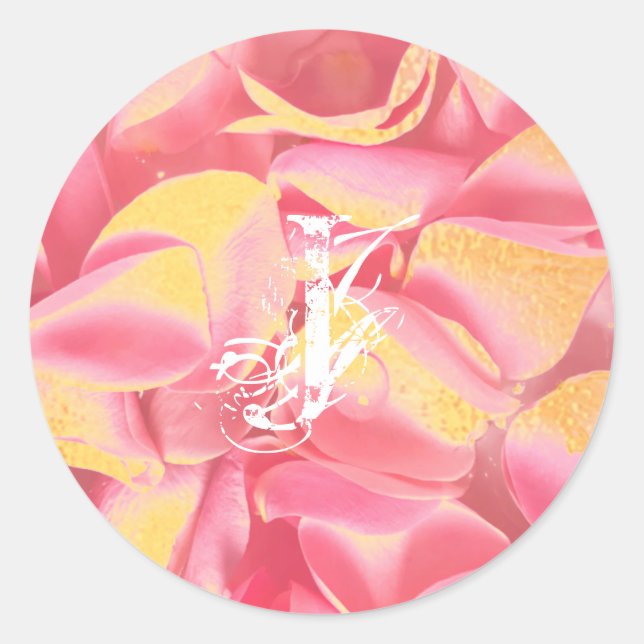 Adesivo Modelo de Monograma Rosa Dourado com Script Elegan (Frente)