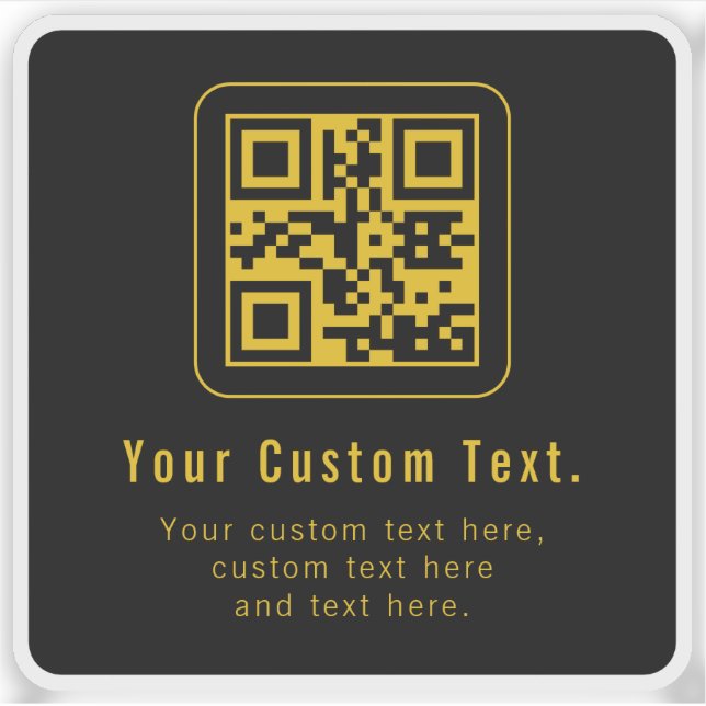 Adesivo Modelo de QR Code e Texto Editável | Preto e Doura (Frente)