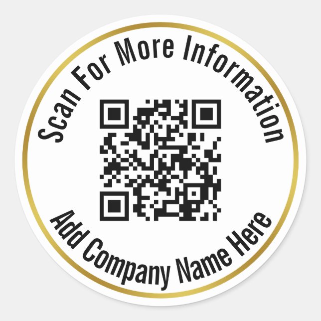 Adesivo Modelo de Texto do Código QR Dourado Preto para Em (Frente)