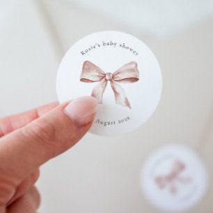 Adesivo Modelo do Baby Shower Sticker com Bow Rosa