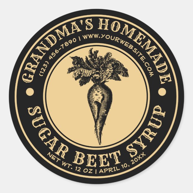 Adesivo Modelo do Rótulo do Xarope de Beterraba de Açúcar  (Frente)
