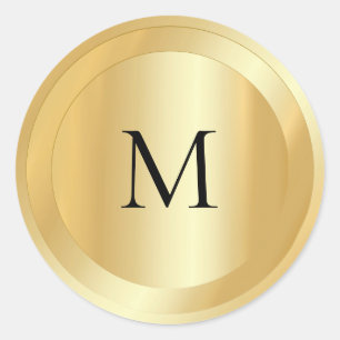 Adesivo Modelo Dourado de Faux com Script Mão Monograma