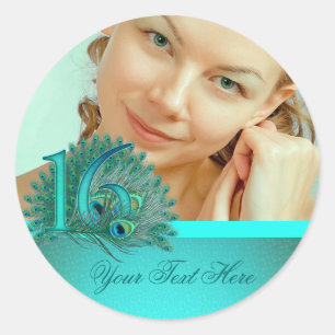 Adesivo Modelo elegante da pena do pavão do doce 16