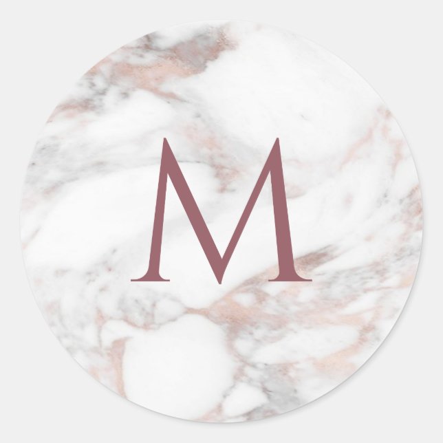 Adesivo Modelo Elegante de Mármore Dourado Rosa Monograma (Frente)