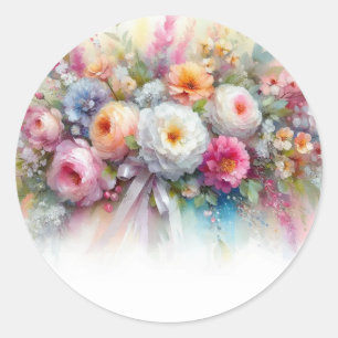 Adesivo Modelo em Branco Adicione Seu Texto Flores Aquarel