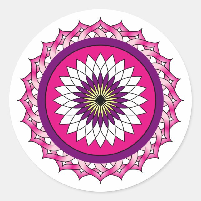 Adesivo Modelo geométrico Símbolo lótus rosa mandala (Frente)