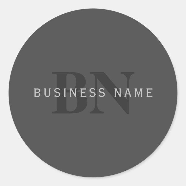 Adesivo Modelo Monograma Editável Cinza (Frente)