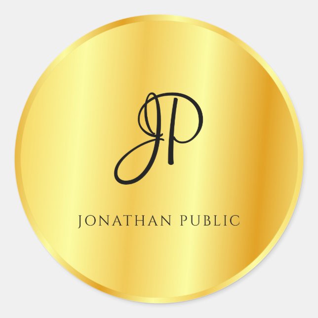 Adesivo Modelo Monogramado com Aparência Metálica Dourada  (Frente)