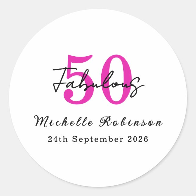 Adesivo Modern 50 and Fabulous 50th Birthday Party (Frente)