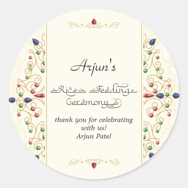 Adesivo Modern Annaprashan Primeira Cerimônia de Arroz (Frente)