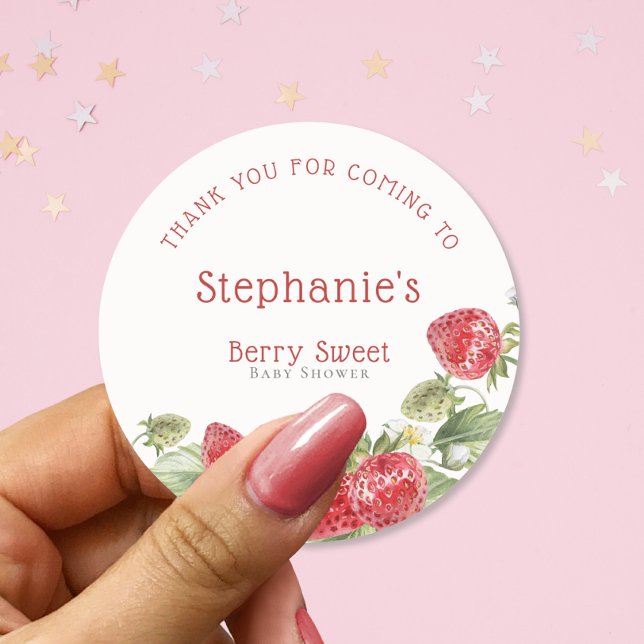 Adesivo Modern Berry Sweet Obrigado Chá de fraldas (Criador carregado)