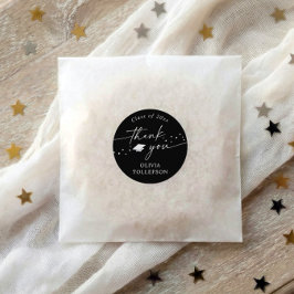 Adesivo Modern Black and White Graduation Thank You Favor