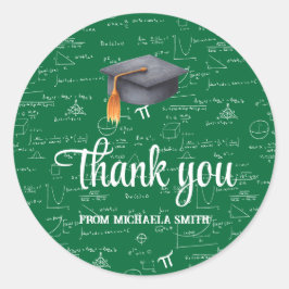 Adesivo Modern Black Cap Green Math Graduation Thank You
