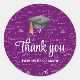 Adesivo Modern Black Cap Purple Math Graduation Thank You