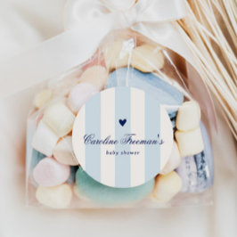 Adesivo Modern Blue Stripe Heart Valentine Baby Shower