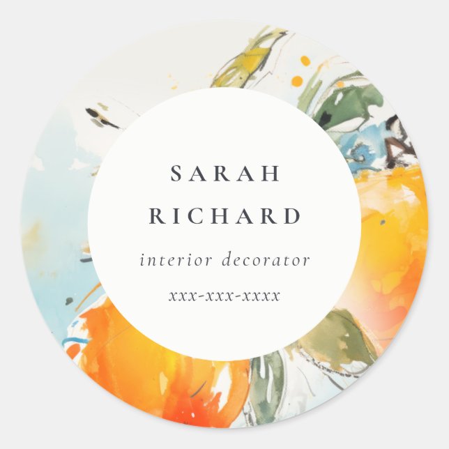 Adesivo Modern Boho Abstrato Sketchy Orange Garden (Frente)