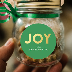 Adesivo Modern Bold JOY Faux Foil Personalizado Natal