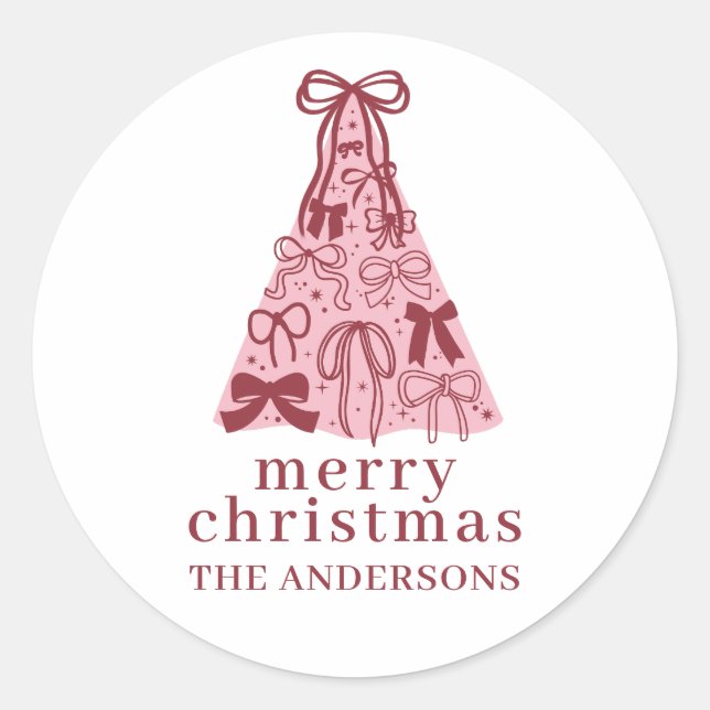 Adesivo Modern Bow Pink Christmas Tree (Frente)