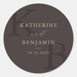 Adesivo Modern Brown Monogram Minimalist Wedding