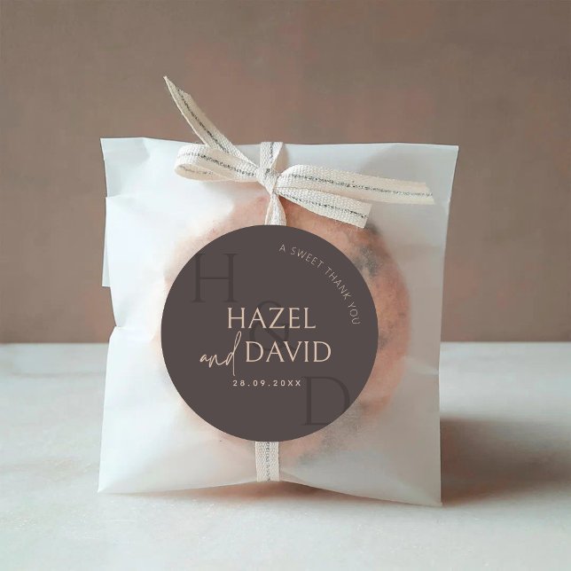 Adesivo Modern Brown Monogram Minimalist Wedding (Criador carregado)