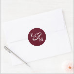 Adesivo Modern Burgundy Initials Wedding<br><div class="desc">Modern Burgundy Wedding Classic Round Sticker</div>