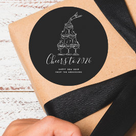 Adesivo Modern Cheers to the New Year Black Hand Drawn