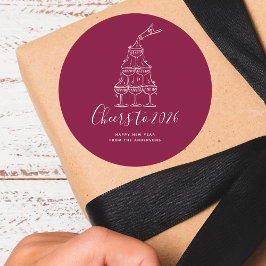 Adesivo Modern Cheers to the New Year Red Hand Drawn