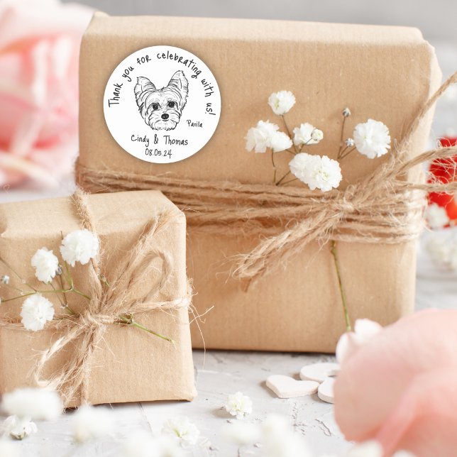 Adesivo Modern Chic Personalizado Funny Yorkie Dog Favor d (Criador carregado)