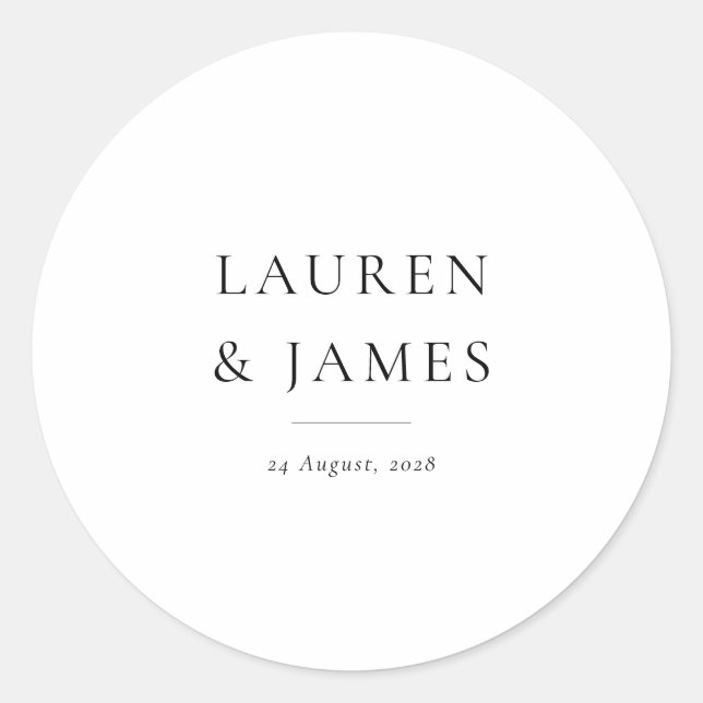 Adesivo Modern Classic Couple Wedding Favor Sticker (Frente)