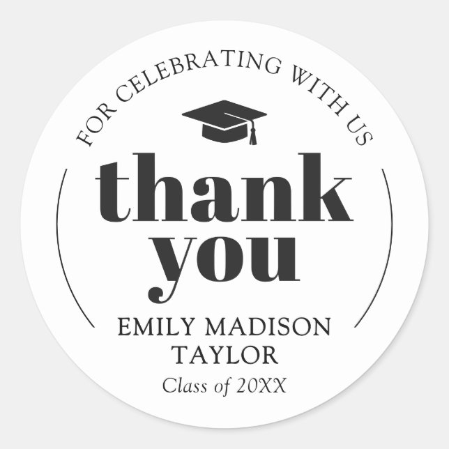 Adesivo Modern Elegant Graduation Thank You (Frente)