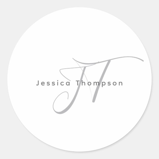 Adesivo Modern Elegant Plain Professional Name Monogram (Frente)