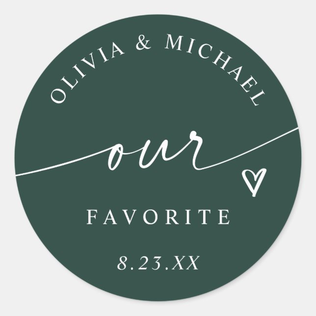 Adesivo Modern Emerald Our Favorite Wedding Treat Bag (Frente)