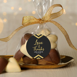 Adesivo Modern Faux Dourado Chevron Love e Obrigados