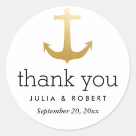 Adesivo Modern Faux Gold Foil Anchor Casamento Obrigado