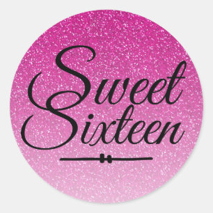 Adesivo Modern faux pink glitter ombre Sweet 16