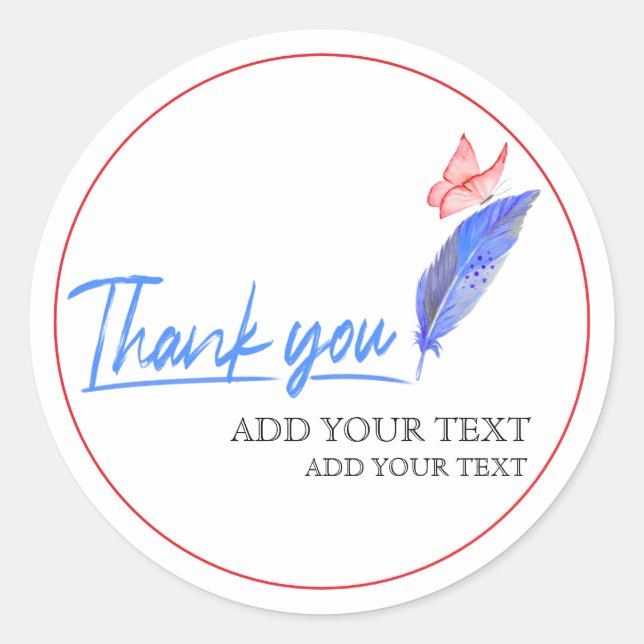 Adesivo Modern Feather & Butterfly Small Business Thank Yo (Frente)