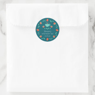 Adesivo Modern Floral Afternoon Tea Party Round Sticker