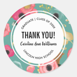 Adesivo Modern Floral Obrigado Graduação