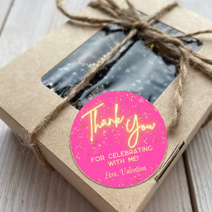 Adesivo Modern Girly Hot Pink Neon Glow Obrigado Script