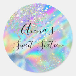 Adesivo Modern Glam Faux Holographic Rainbow Sweet 16