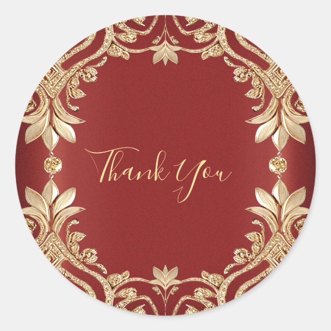 Adesivo Modern Gold Red Floral Sticker (Frente)